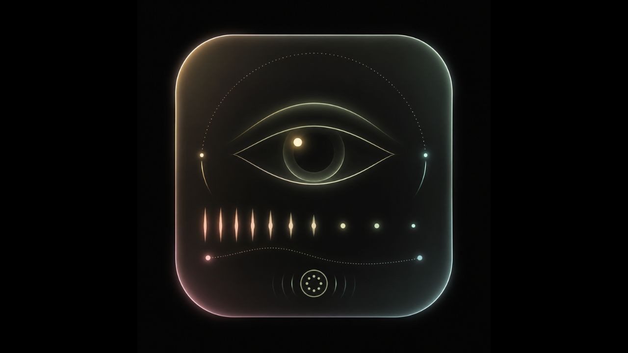 Soft abstract eye tile showing blink rhythm and local attention awareness.