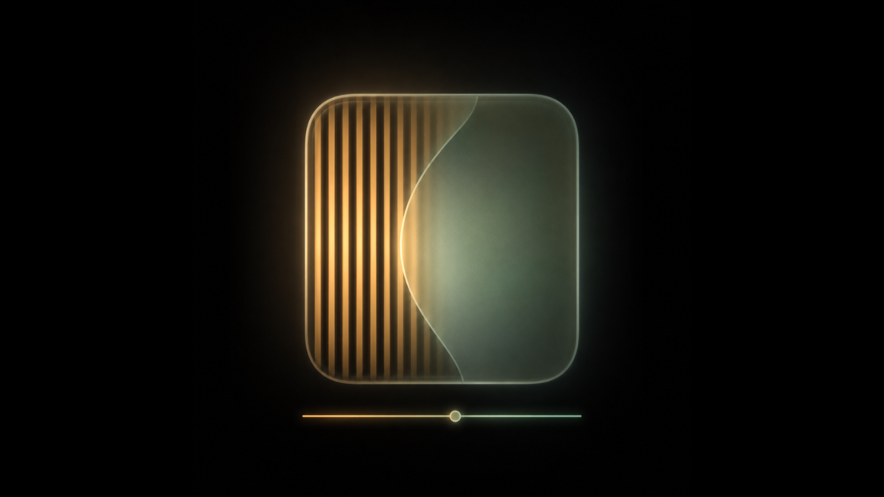 Soft abstract display tile showing flicker-prone PWM dimming being balanced into a calmer screen state.